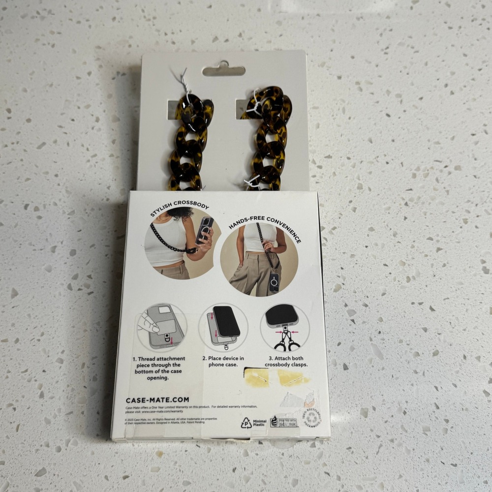 Case-Mate Phone Crossbody Universal Tortoise Shell Chunky Link Chain Strap Gold